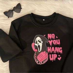 Spooky Season Halloween Scream Ghostface Guy No You Hang Up Crewneck Sweatshirt